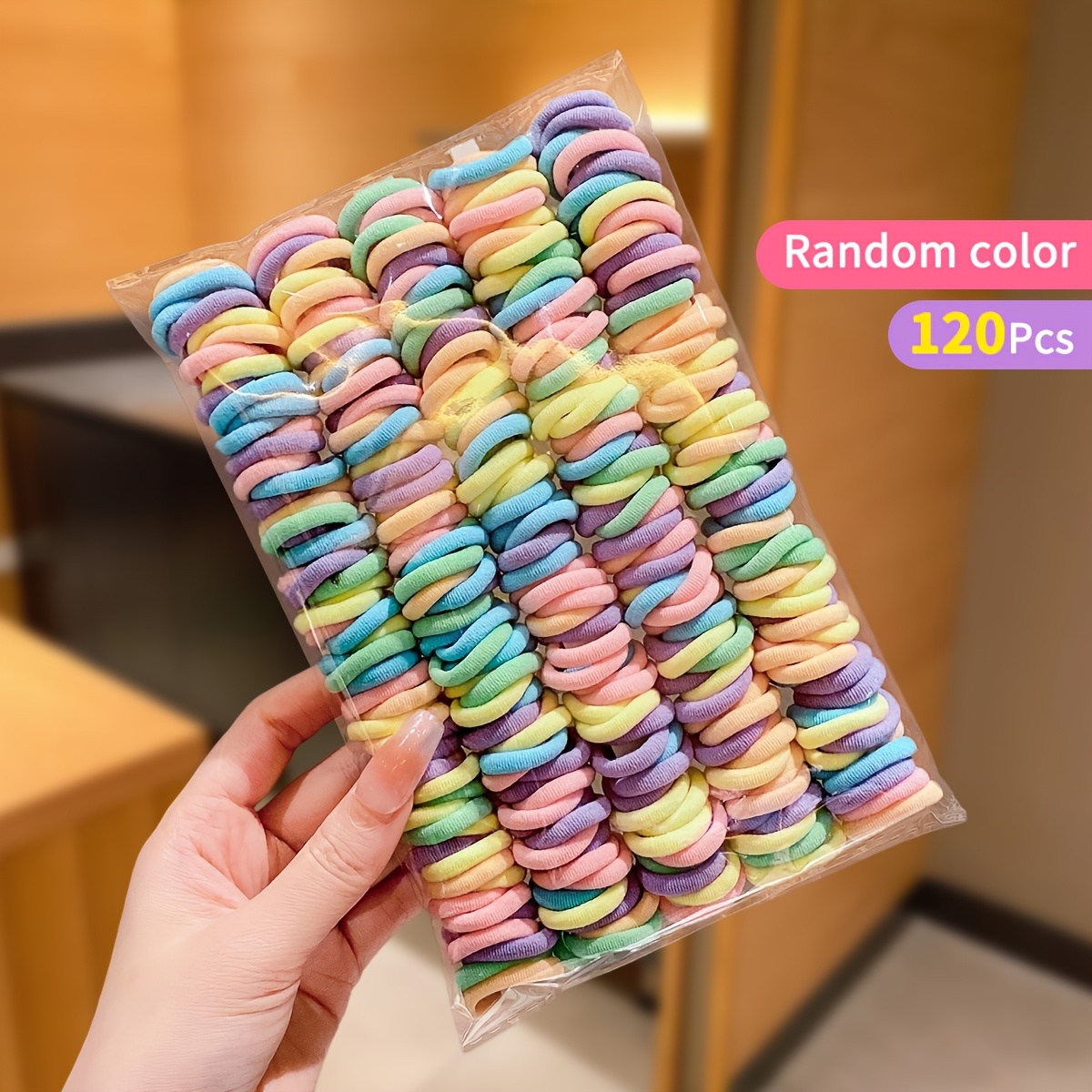 TEMU 120/220/320pcs Random Color Spring-themed Hair Ties Bulk Pack For Girls & Kids. Colorful High-elastic Fabric Hair Ties Are Kid-friendly, Perfect