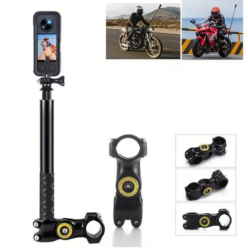 gambar barang untuk 360 x5 x4 x3 pendakap motosikal basikal dengan untuk gopro hero13 12 11 10 dji kamera tambahan
