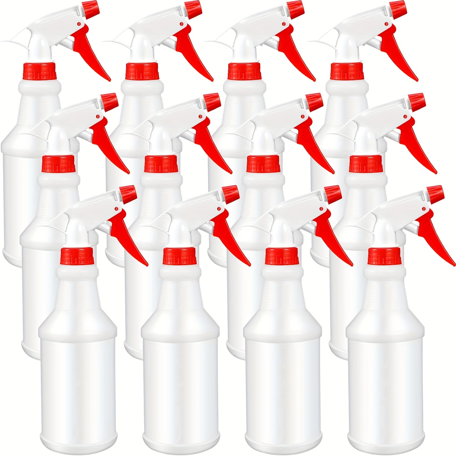 

12pcs 16oz Plastic Spray Bottles, Leak & Clog-free With Ergonomic Trigger, Reusable For Cleaning Solutions, Watering, Auto Detailing, Bathroom & Kitchen, Home & Commercial Use - Red & White