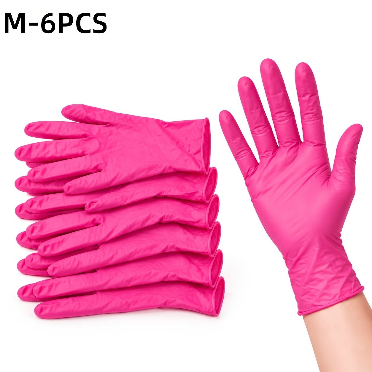 TEMU Gants jetables en nitrile rose foncé : Parfaits pour le nettoyage intérieur de voiture, de et l'hygiène des zones pour animaux, conçus pour les