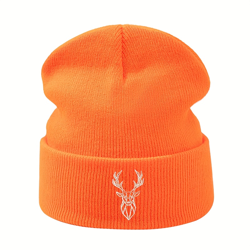 TEMU A Stylish Embroidered Deer Head Knitted Hat, Unisex For Autumn And Winter, , Festival Party Hip-hop Beanie, Outdoor Casual Pullover Hat, Stylish