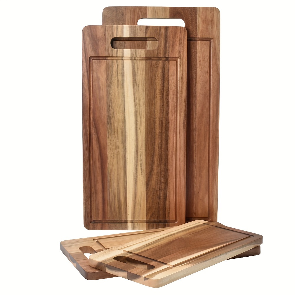 set of 2 acacia cutting board acacia chopping board solid wood cutting board kitchen tool details 1