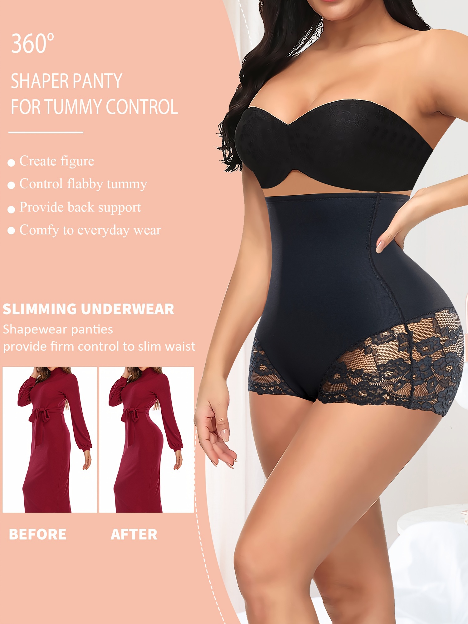 tummy control shapewear underwear women high waisted lace Temu United Kingdom