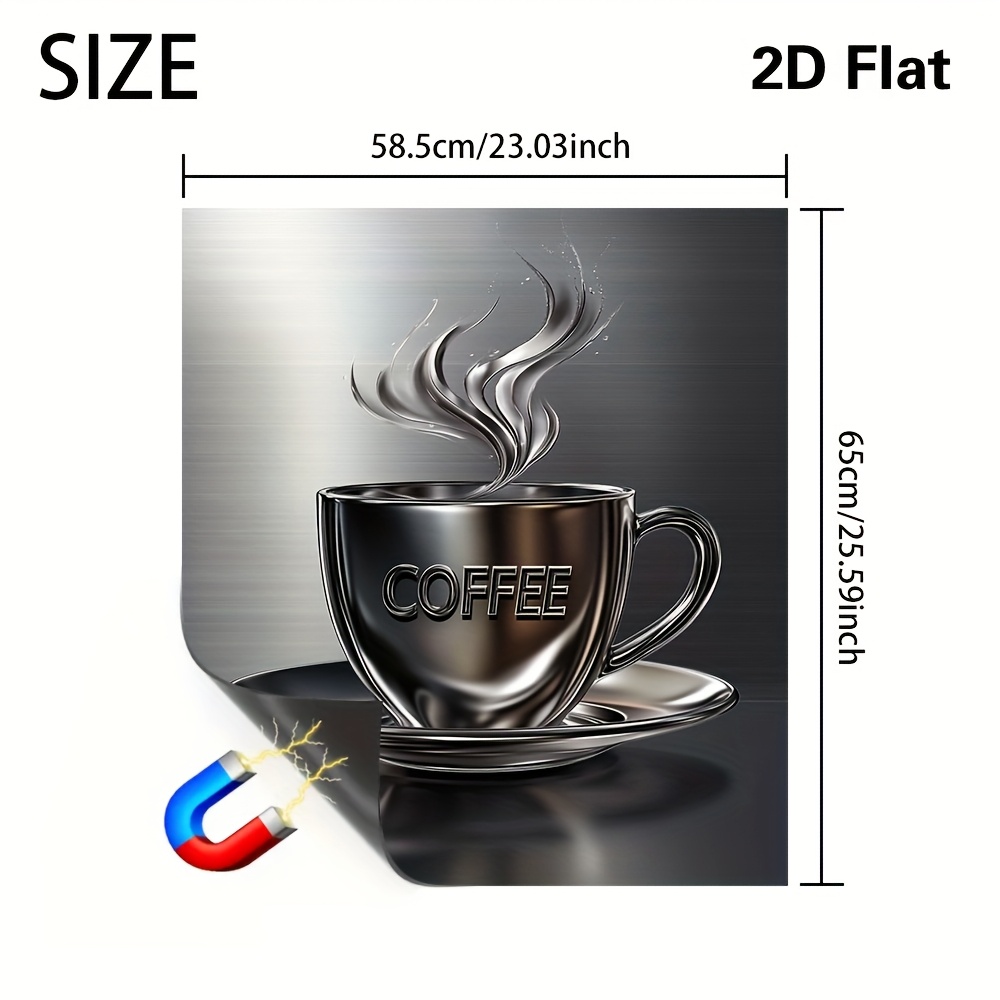 E-shop 2D Flat - 2D Flat - . flache, metallische Kaffeebecher-Dampf-Magnetabdeckung für Geschirrspüler und Kühlschrank, leicht abnehmbar, mit einem