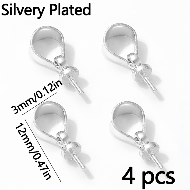 TEMU 4pcs 14k Gold Plated Brass Metal Pendant Pinch Clip Bail Pendant Pinch Bail With Pearl Base For Fashion Necklace Making Additions