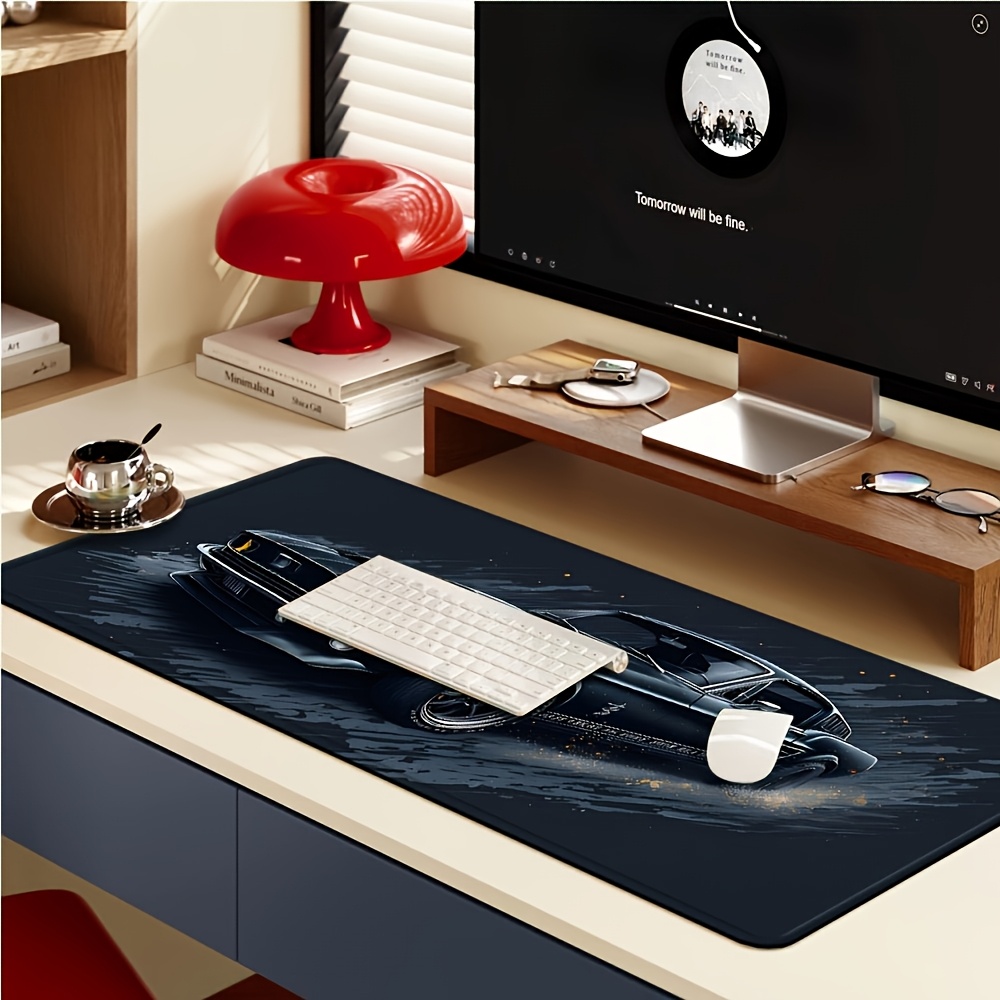 Large Muscle Car Gaming Mouse Pad with Non-Slip Rubber Base, Extended Desk Mat for Keyboard and Mouse, Vibrant Black & Orange Artwork, Perfect Gift for Car Enthusiasts, Gaming Desk Accessory, Gaming Desk Mat | Vibrant Desk Mat | Nonslip Rubber Mat, Mouse Pads for Desk