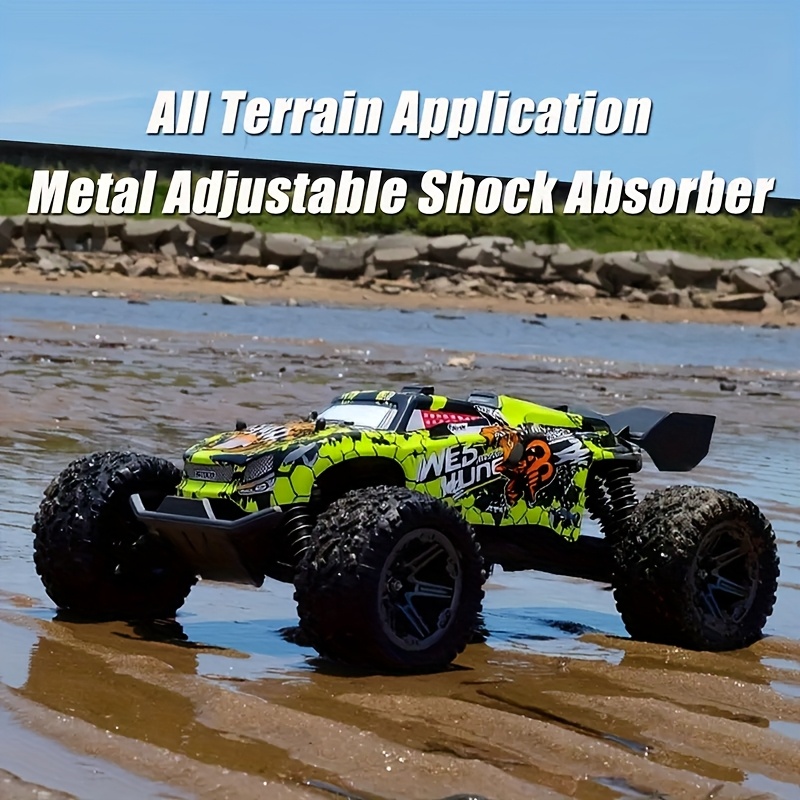 New American Model Off-Road Remote Control Monster Truck - High-Speed All-Terrain RC Car with, Red/Black Racing Design, USB-Rechargeable Li-Polymer Battery, Sturdy Construction for Outdoor Racing, Birthday & Christmas Gifts for Boys, Adults, Remote Control Car Enthusiasts, Big Remote Control Car, Allterrain Racing, Bold Graphic Decals, Robust Wheels