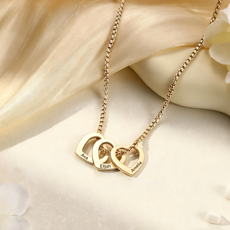Custom Name Multi-Heart Pendant Necklace — 304L Stainless Steel Jewelry