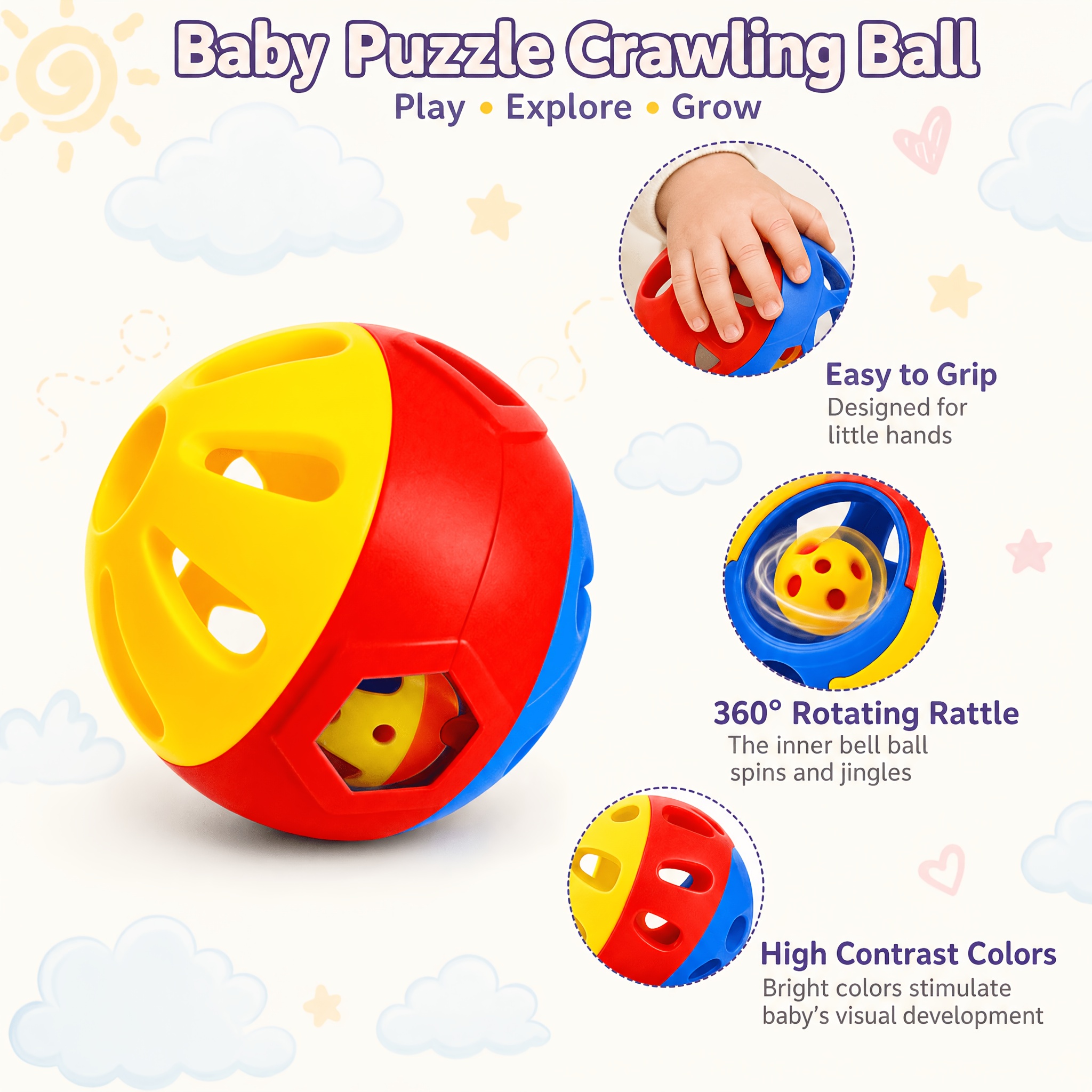 ICELENG Baby Grasp Ball for 6+ Months Toddlers