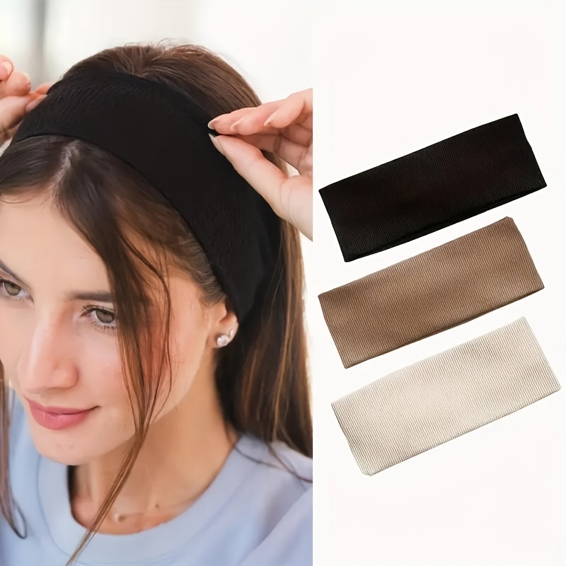 

1pc Elastic Fitness Headbands Solid Color Sweat-absorbing Hair Hoop Outdoor Hair Accessories For Sports Cycling Yoga Dancing Running Swimming