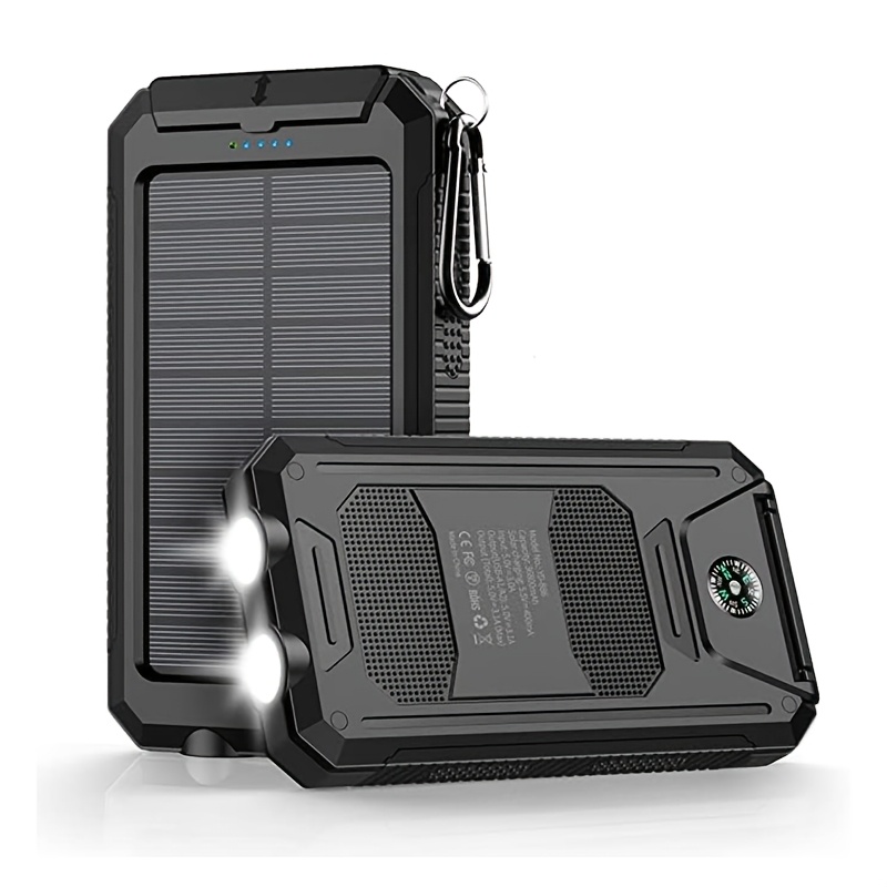 20000mah usb portable charger solar power bank, camping external backup battery dual 5v usb ports output, for cell phones, mobile devices, travel backup battery, built-in dual   flashlights,   for festival Product details 4