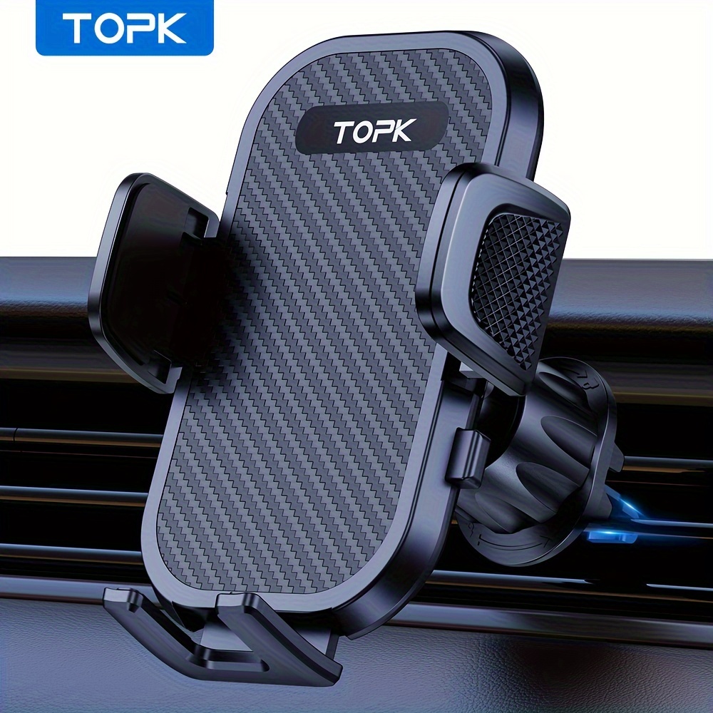 TEMU Topk D42g Phone Holders For Your Car With Newest Metal Hook Clip, Air Vent Cell Phone Car Mount, Hands Free Universal Automobile Cradle Fit For Iphone And All Smartphones,