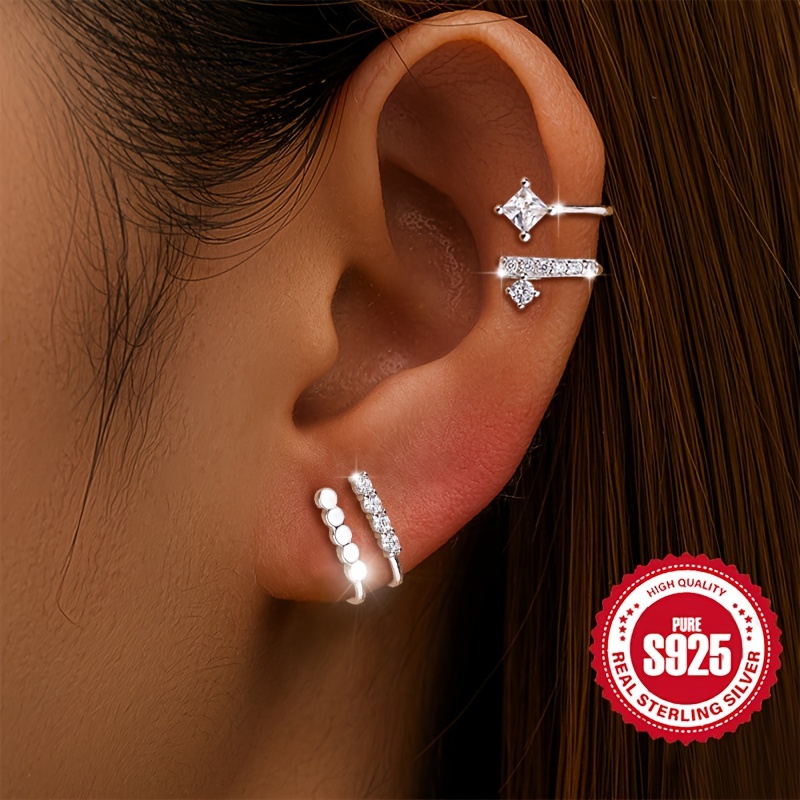 Hypoallergenic Asymmetric U Shaped Ear Cuff, S925 Silver
