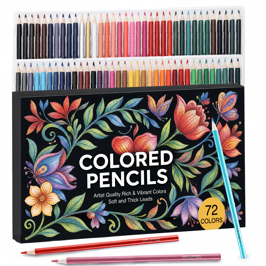 Image of Back To School 72 Colored Pencils Set, Soft Wax Core, Bright Vivid Hues, Art Supplies For Drawing, Sketching, Blending & Shading, Coloring Pencils For Adults, Students And Beginner Artists