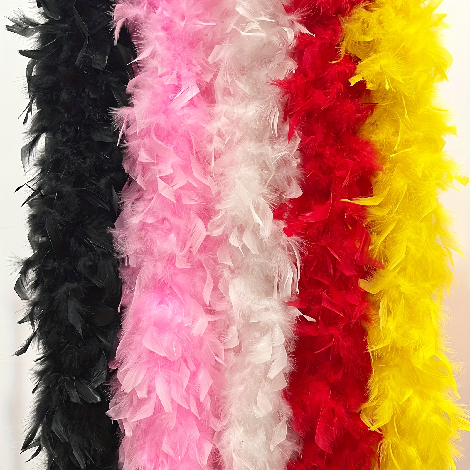 Boa à Plumes Jaune 200 Cm + Lunettes Cœur – Accessoire Déguisement Carnaval, Mariage, Cosplay – Taille Unique