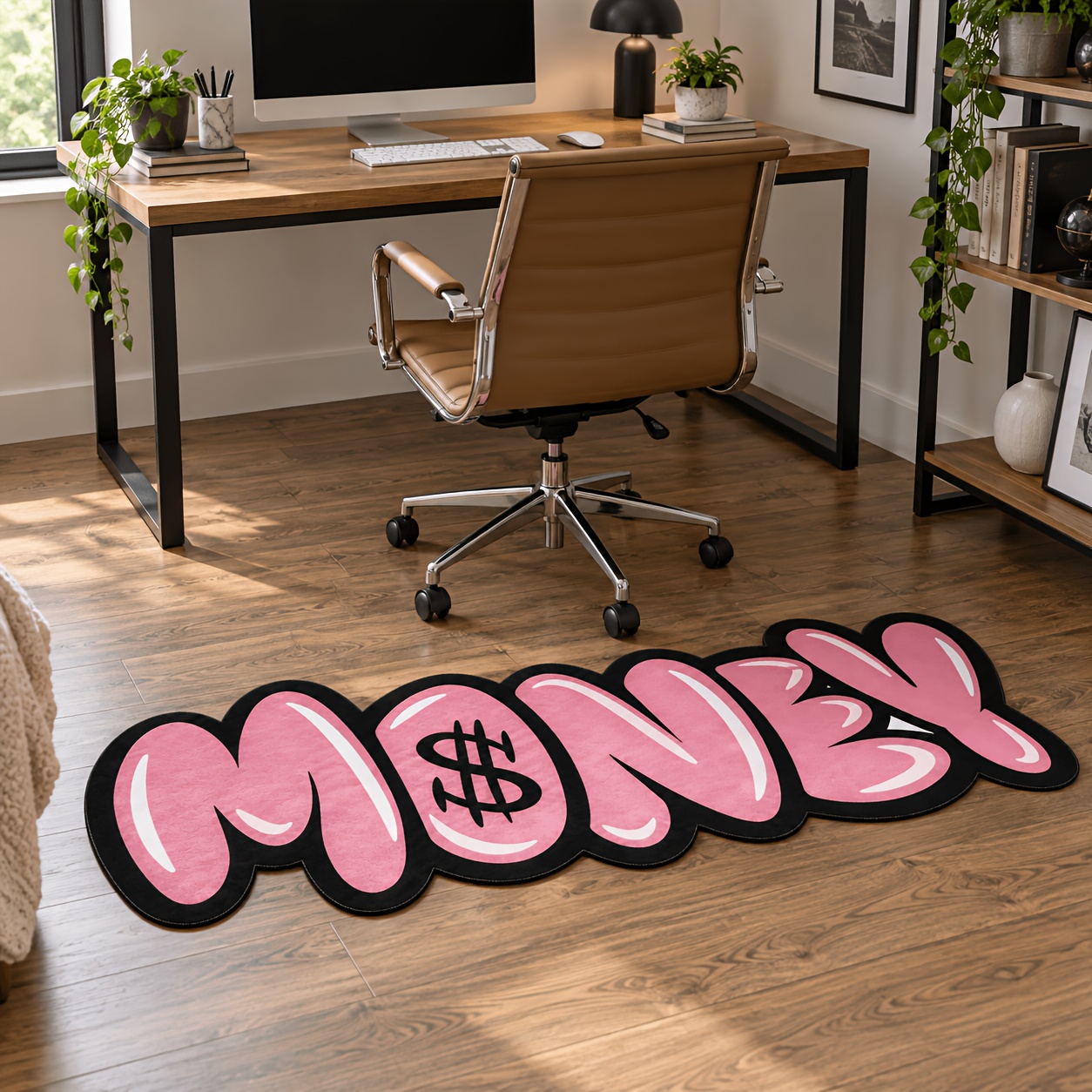 TEMU 1pc Pink Letter Abstract Carpet, Style Decorative Mat, Individual Pattern Creative Rug, Suitable For Bedroom, Living Room, Studio, Trendy Space