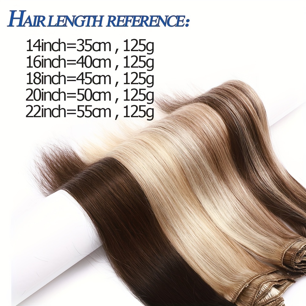 luxurious 7pcs clip in hair extensions set soft silky straight remy human hair in brown black 125g each 16 clips per pack 14 22 lengths