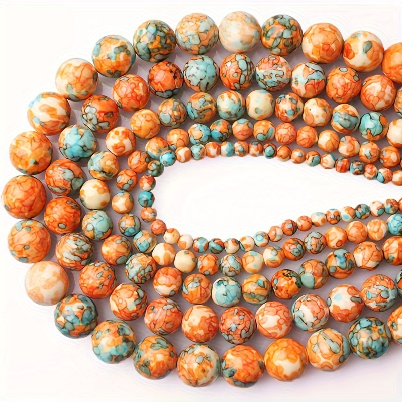 

4mm (0.157inch) -10mm (0.393")natural Colorful Rain Stone Round Beads For Jewelry Making Diy Bracelets Necklace 15