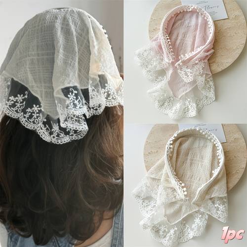 1pc womens fabric mesh lace headscarf headband ins style hair additions dress up additions headwear