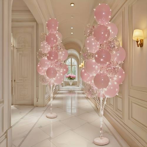 2 sets 160cm 63in balloon stand kit floor balloon holder with water filled base reusable pillar stand sturdy durable plastic ideal for weddings birthdays graduations christmas parties for event organizers holiday