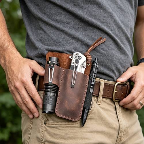 multi functional tool pouch with belt loop colors dual pocket belt clip holster suitable for flashlights folding knives pens outdoor camping hiking and hunting gear designed for men