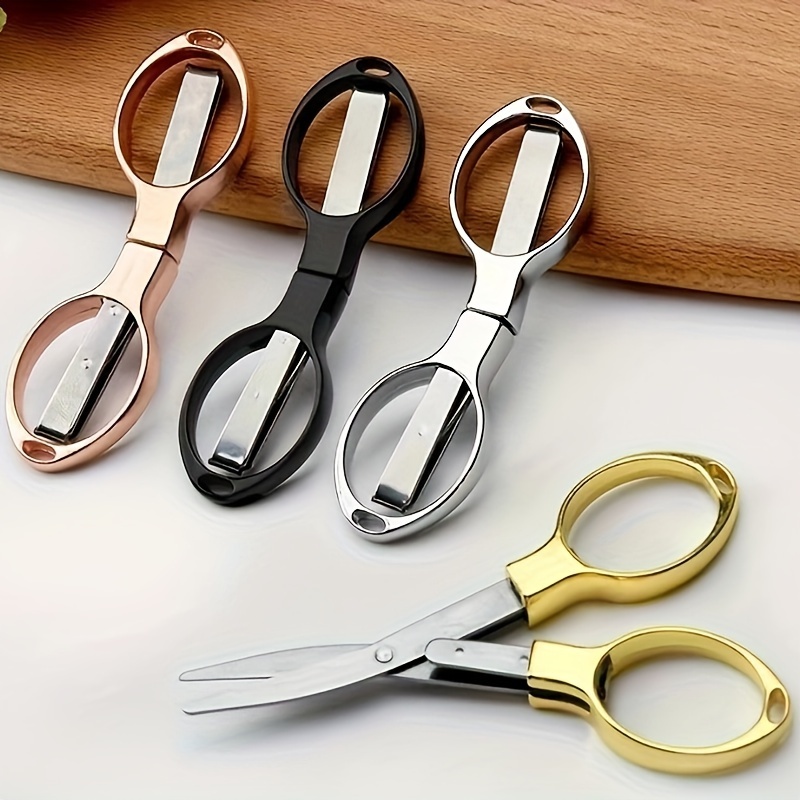 

Heavy-duty Stainless Steel Folding Scissors With Extended, Thickened Design - & For Outdoor Activities, Fishing, Sewing & Home Use, Random Color, Plastic Handle, Travel, Fishing Gear