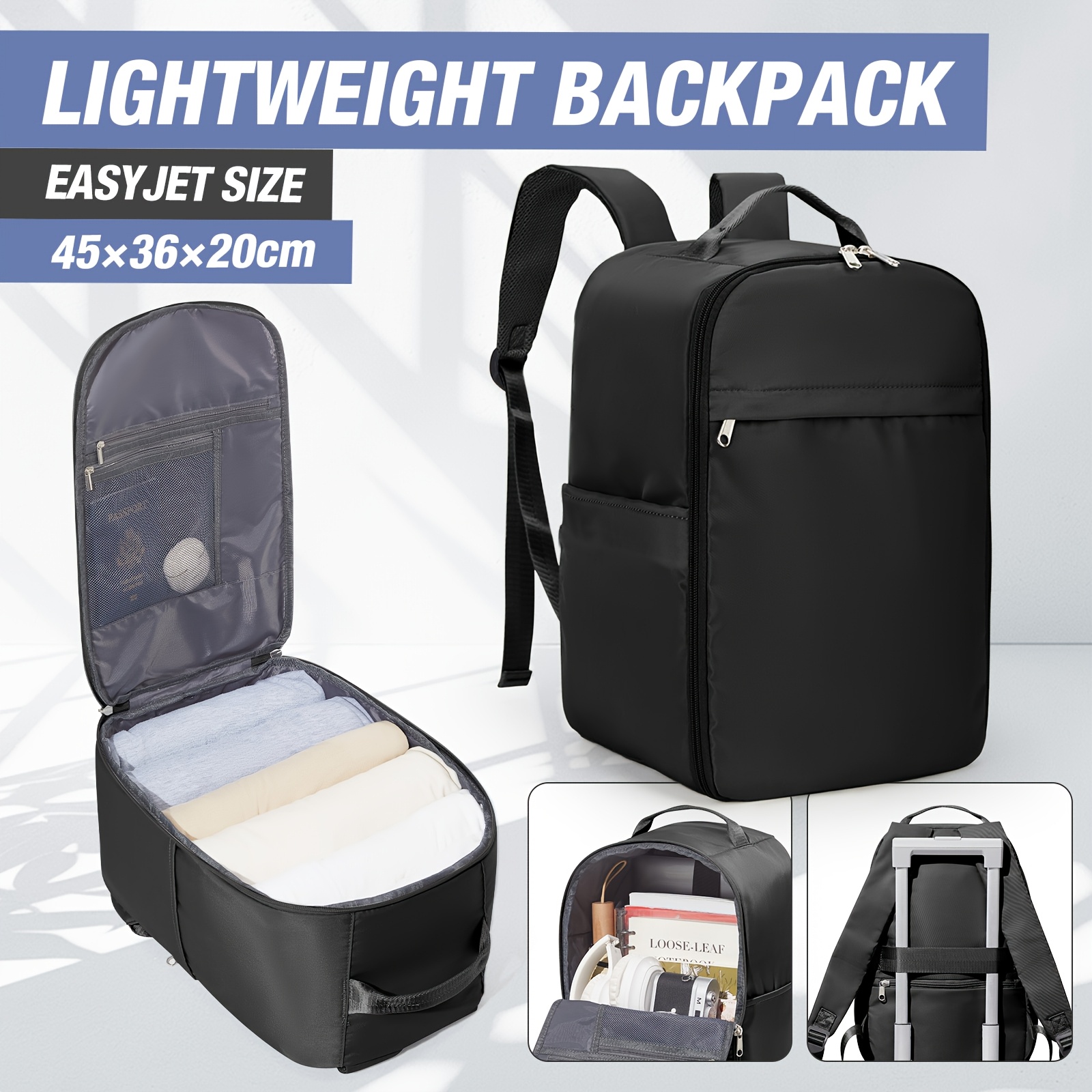 TEMU Ryanair 40 X25 X20 Backpack, Cabin Bag, Travel Backpack, Airplane Backpack Under Seat, Ryanair/easyjet Approved, Budget Airline-friendly, ,