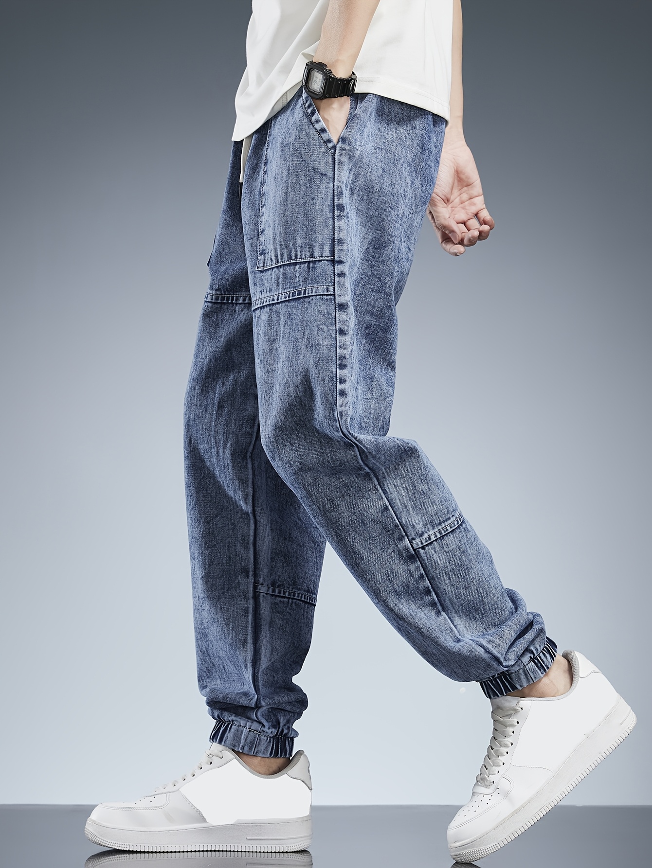 Denim Mens Streetwear Joggers Hip Hop Harem Jeans Pants Men Loose