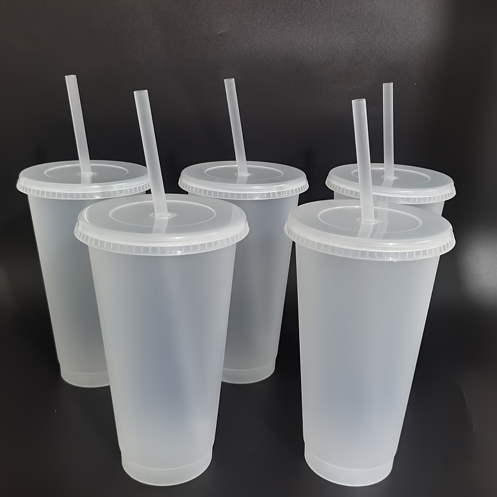 

Wiyyh 24oz Plastic Water Tumblers With And Straws - 5/10 Pack Reusable Oval-shaped Leak-proof Beverage Cups Bps-free For Swimming & Parties, Christmas, , - Hand Wash Recommended