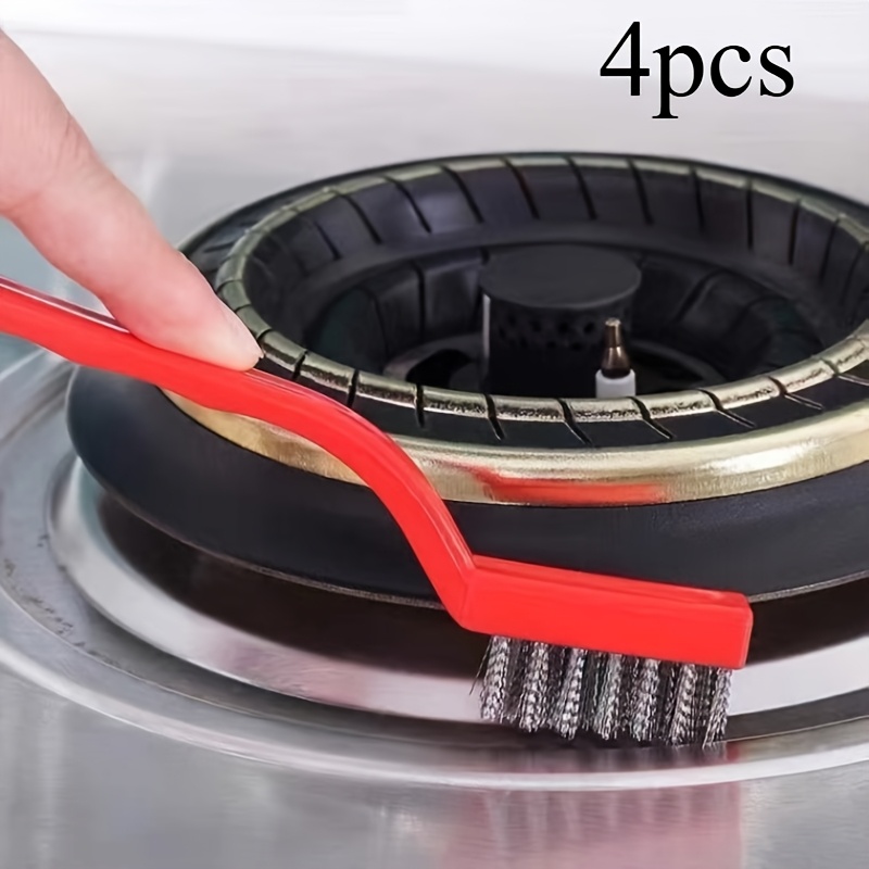 TEMU 4pcs Wire Brush Cleaning Set, In Random Colors. Includes A Kitchen Cleaning Brush And A Gas Stove-specific Cleaning Brush, Effectively Removing