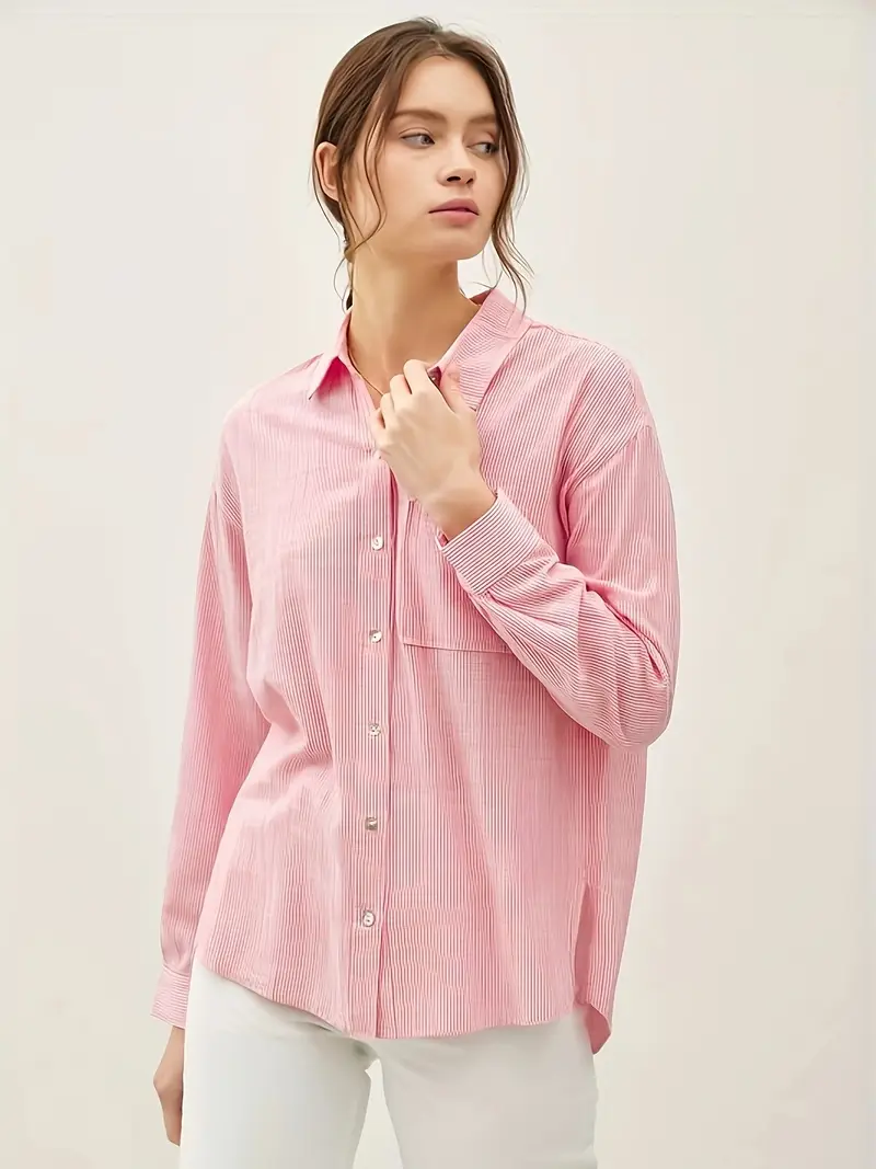 pink dress shirt womens Ladies - Light Oxford - Size: XL small feminine collar Port Authority Women's Long Sleeve