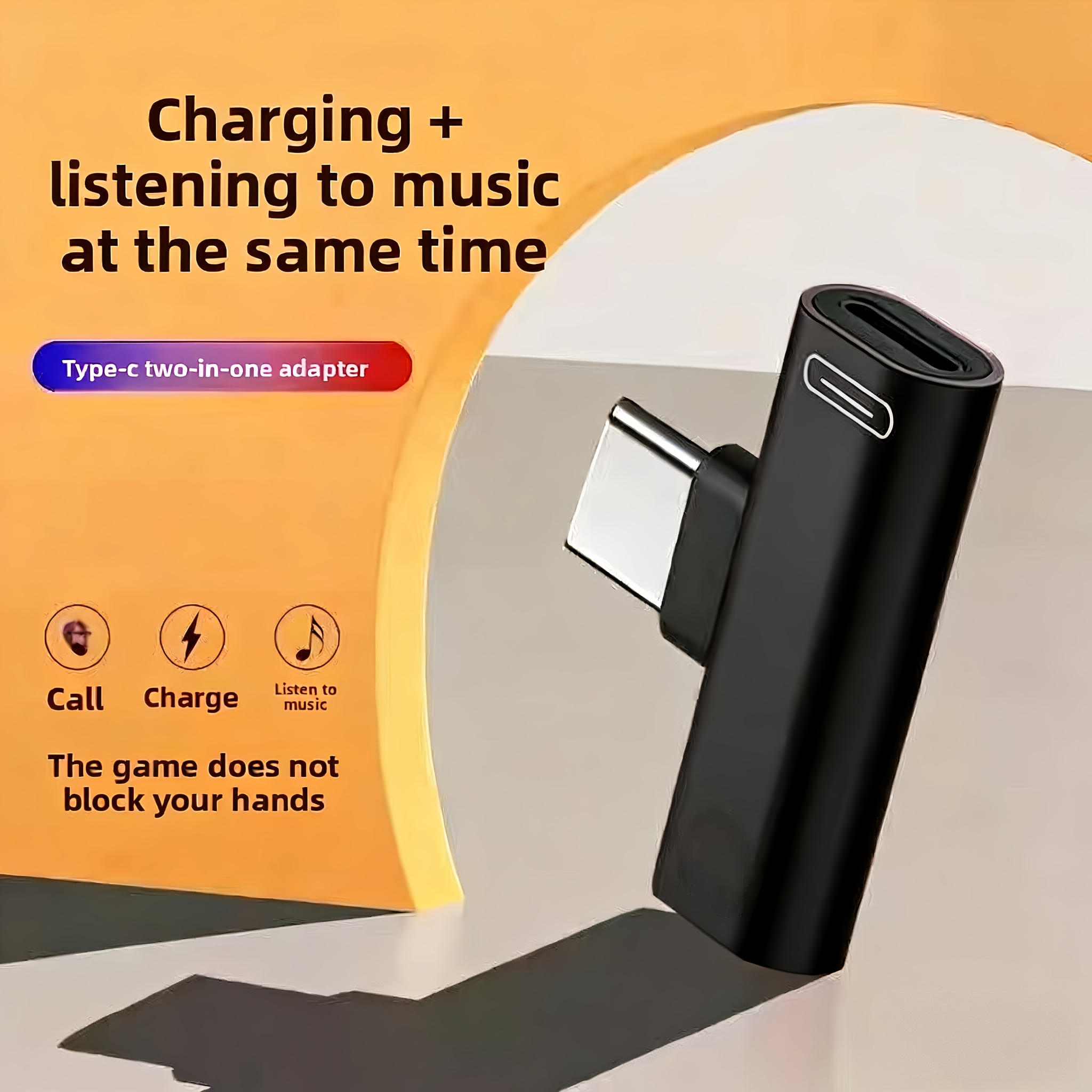 Usb-c Mini Audio Adapter 2-in-1 Type-c Splitter Charger & Earphone Portable Travel Size For