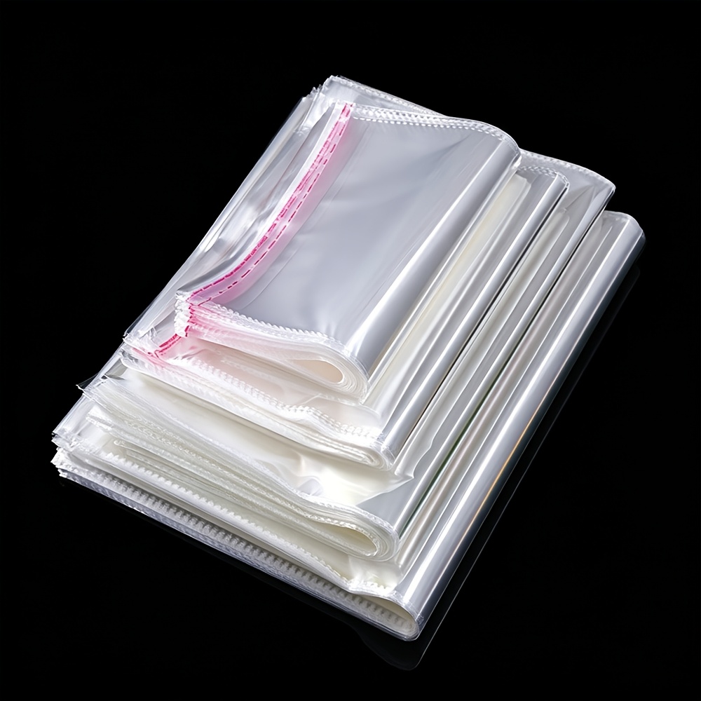 TEMU 80pcs Transparent Opp Self-sealing Bags With Tape Closure - Suitable For Clothes, Jewelry, Candies & Gifts | Easy-tear Adhesive Plastic Pouches