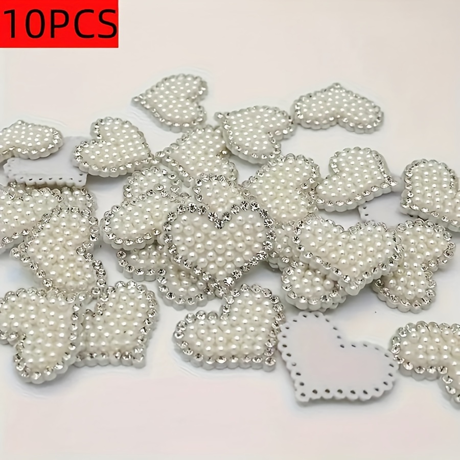 E-shop 10 Stück Pailletten-Herz & Liebesbrief-Patches - DIY Bügel-Pearlweiße Stickerei-Applikationen für Kleidung, Schuhe,