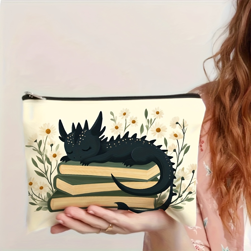 TEMU 1pc Pattern Makeup Bag, Cute Cartoon Print Travel Organizer, Stylish And Artistic Portable Multi-functional Toiletry Bag For Adults, Exquisitely