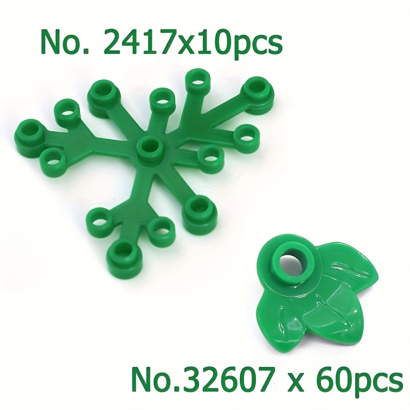 Image of 125pcs/70pcs Pumpkin Leaves Plant Leaf Building Block Toy Parts Compatible 32607 Scene Additions Tree House Construction 6x5 Leaves Branches Forest Rainforest Tree House Parts 2417