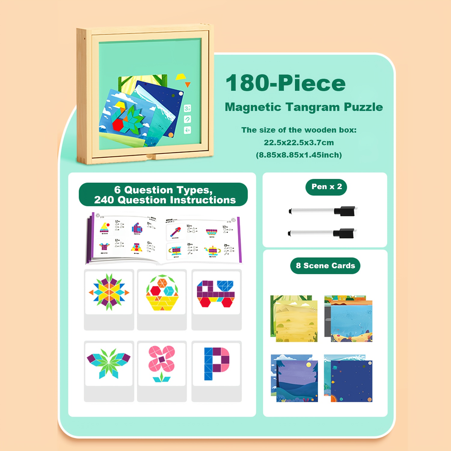 TEMU 280/220/180pcs Kids' Diy Creative Wooden Puzzle | Educational Puzzle | Educational Interaction | Fun Games | Stem Autism Development Toys | Over