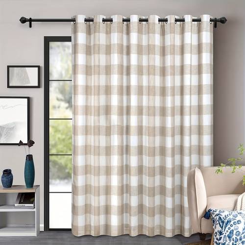 1 blackout curtain thermal insulated grommet layer sliding door design beige and white pattern ideal for living room or bedroom decor curtains for living room