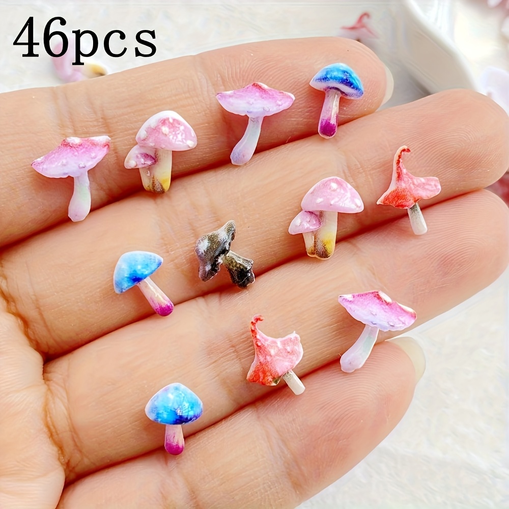 Image of 46/80-pack Mixed Resin 3d Mini Cute Colorful Mushroom - Flat Back Figurines For Nail Art, Wedding Scrapbooking, Jewelry Crafts & Additions, Aromatic-free