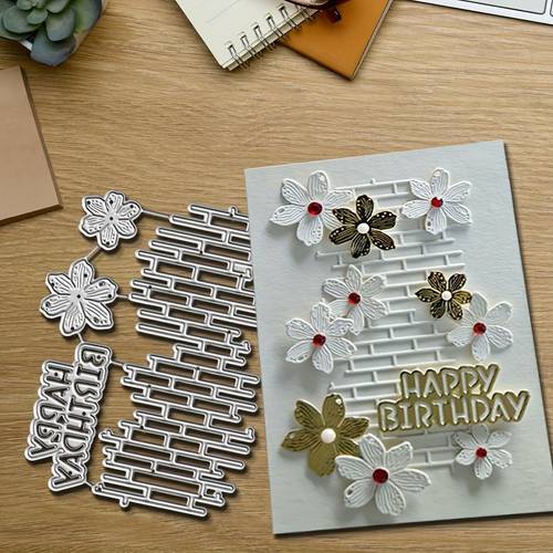 1pc metal cutting die featuring a grid and flowers ideal for embellishments embossing and greeting cards album card crafting and handmade card supplies