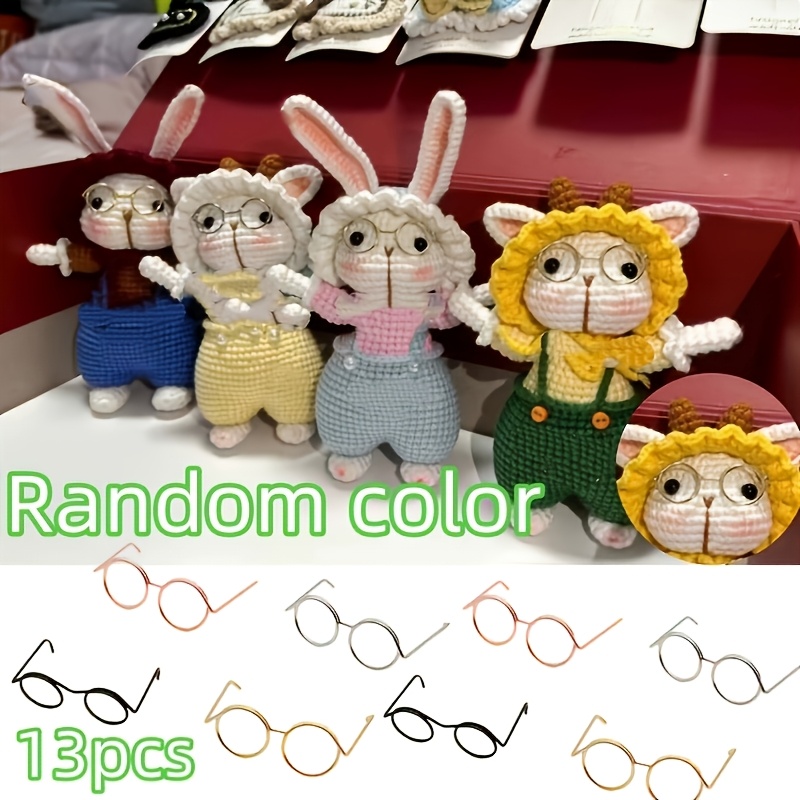 TEMU 13pcs Random Colors Mini Eyeglass Frames, Handcrafted Small Glasses Wire Additions, Decorative Metal Eyewear Parts, Spring Wire Decoration, Bag