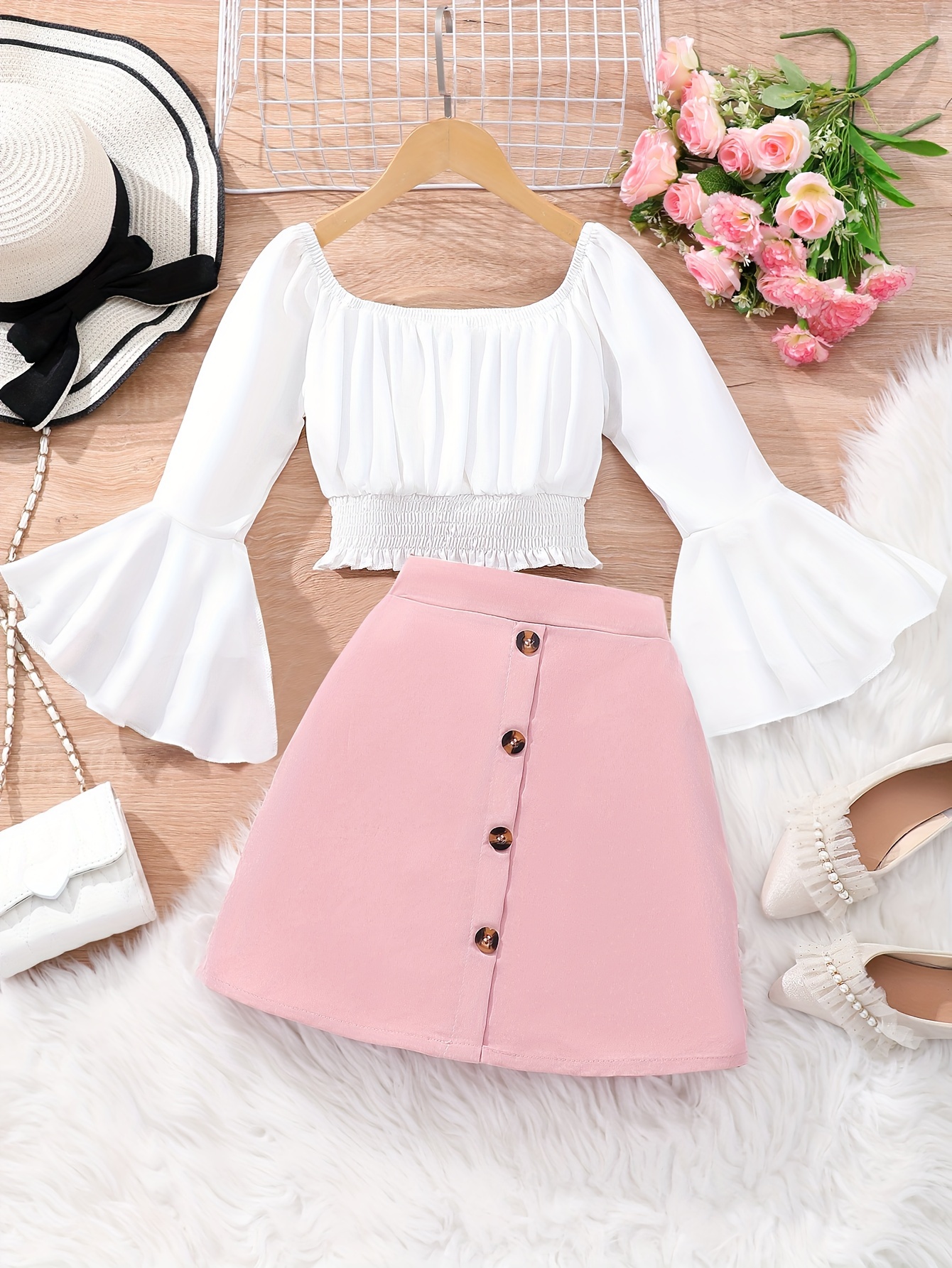 Cute Mini Skirt And Crop Top Long Sleeve Mini Skirt And Crop Top