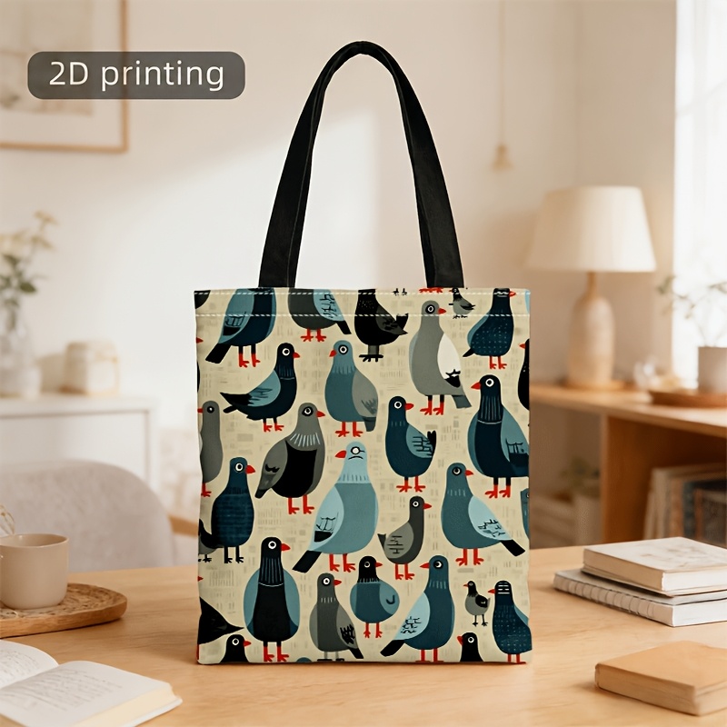 TEMU Crossbody And Handbag For Men And Women, Vintage Cartoon Pigeon Print 2-in-1 Tote Crossbody Bag, Unisex For Commute And Travel