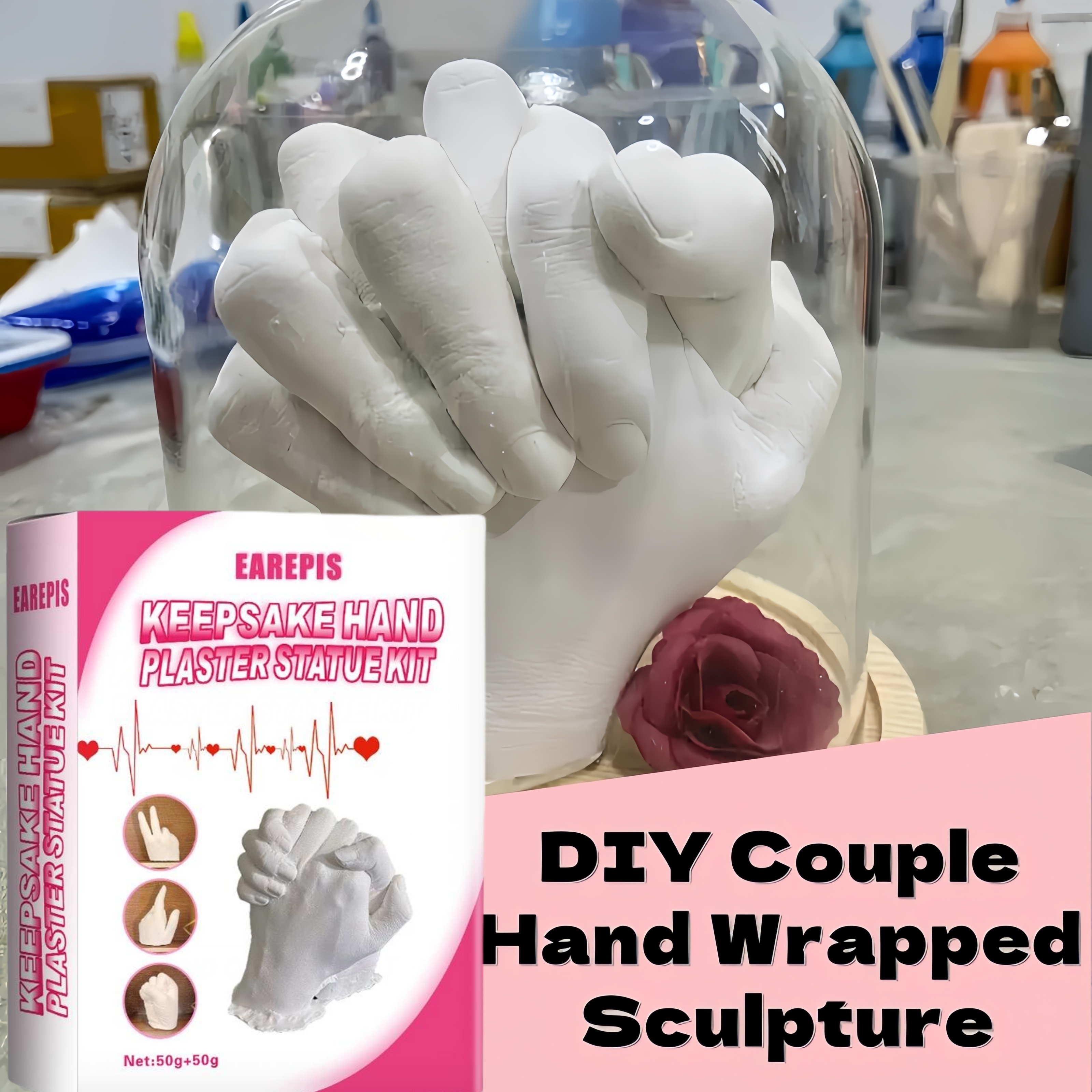 

Romantic Couple's Diy Hand Casting Kit - 3d Plaster Finger Mold For Wedding Anniversary & Valentine's Day Gift, Creative Keepsake Souvenir