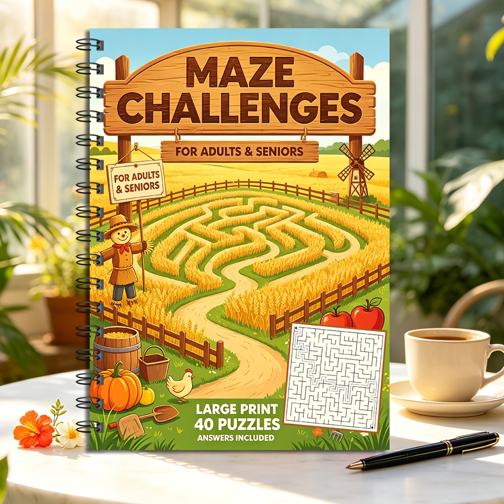 Maze Challenges Book, Brain Teaser for Adults
