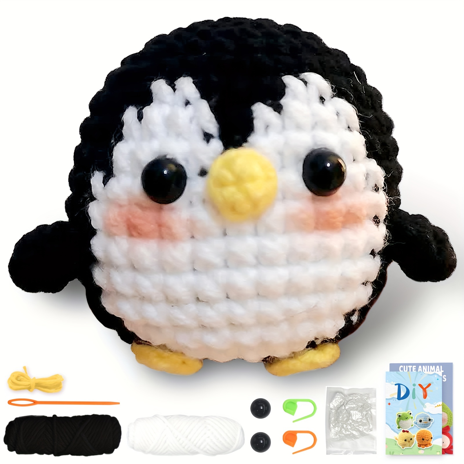 

1set New Crochet Material Package Contains English Instruction Manual, Beginner Crochet Yarn Kit For Adults, Knitting Handmade Diy Cartoon Doll For Beginners Penguin