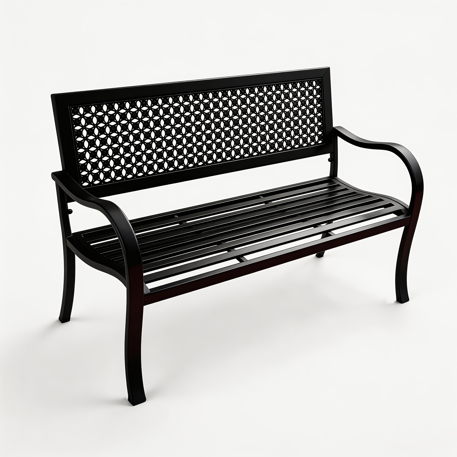 Image of Hyner Outdoor Garden Bench, 300kg Load Capacity Patio Bench With Rust-proof End, Decorative Backrest For Garden, Park, Backyard