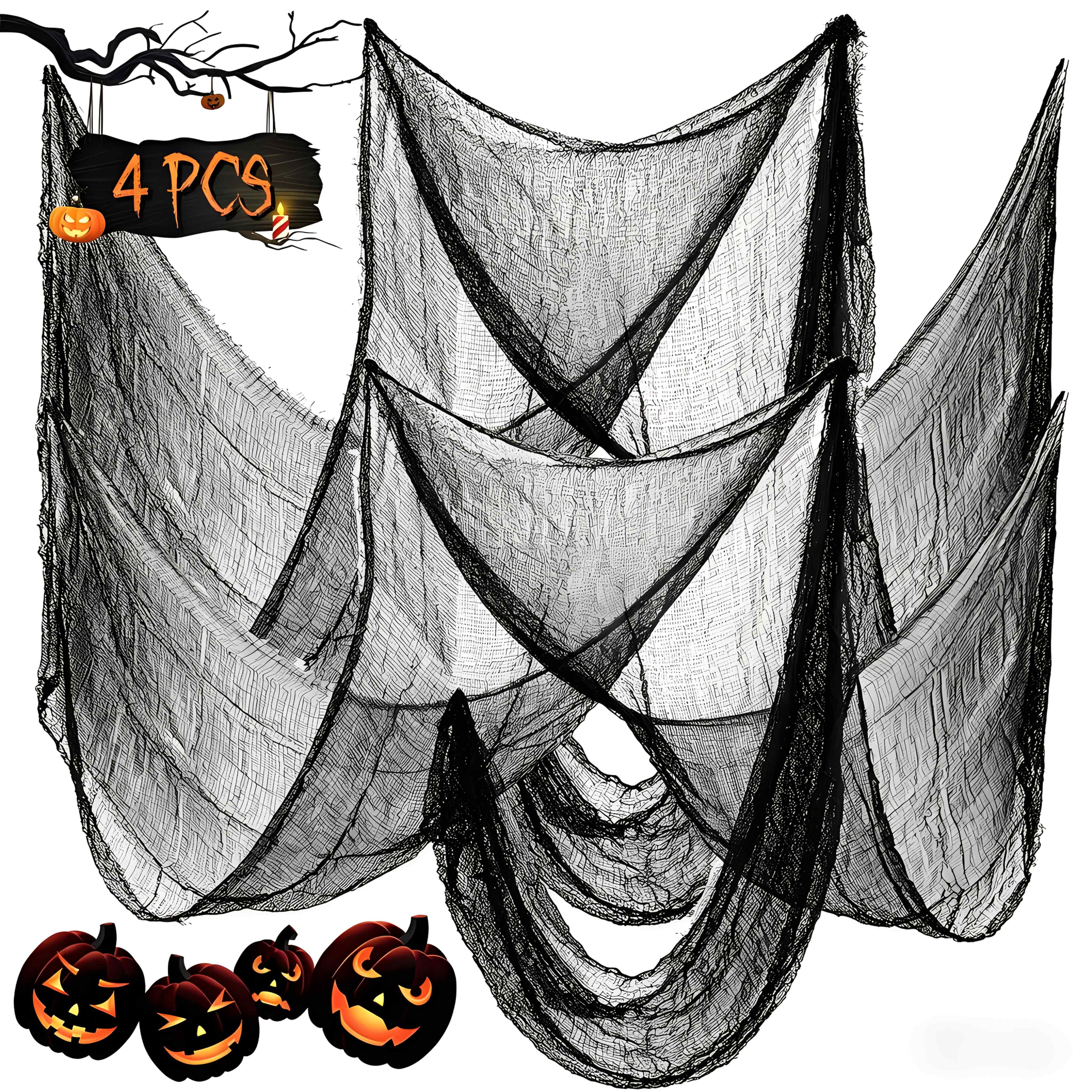 4pcs Halloween Decorations, Spooky Fabric For Indoor And Outdoor Use, 76 X 183 Cm, Spooky Gauze Halloween Party Decorations, Home Decor Items