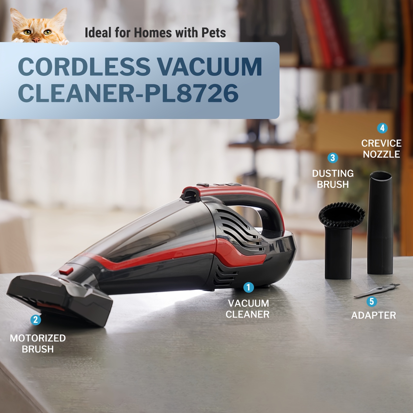 

Portable Cordless Car Vacuum With High Suction Power, Rechargeable Hand Vacuum For Quick Cleaning Tasks