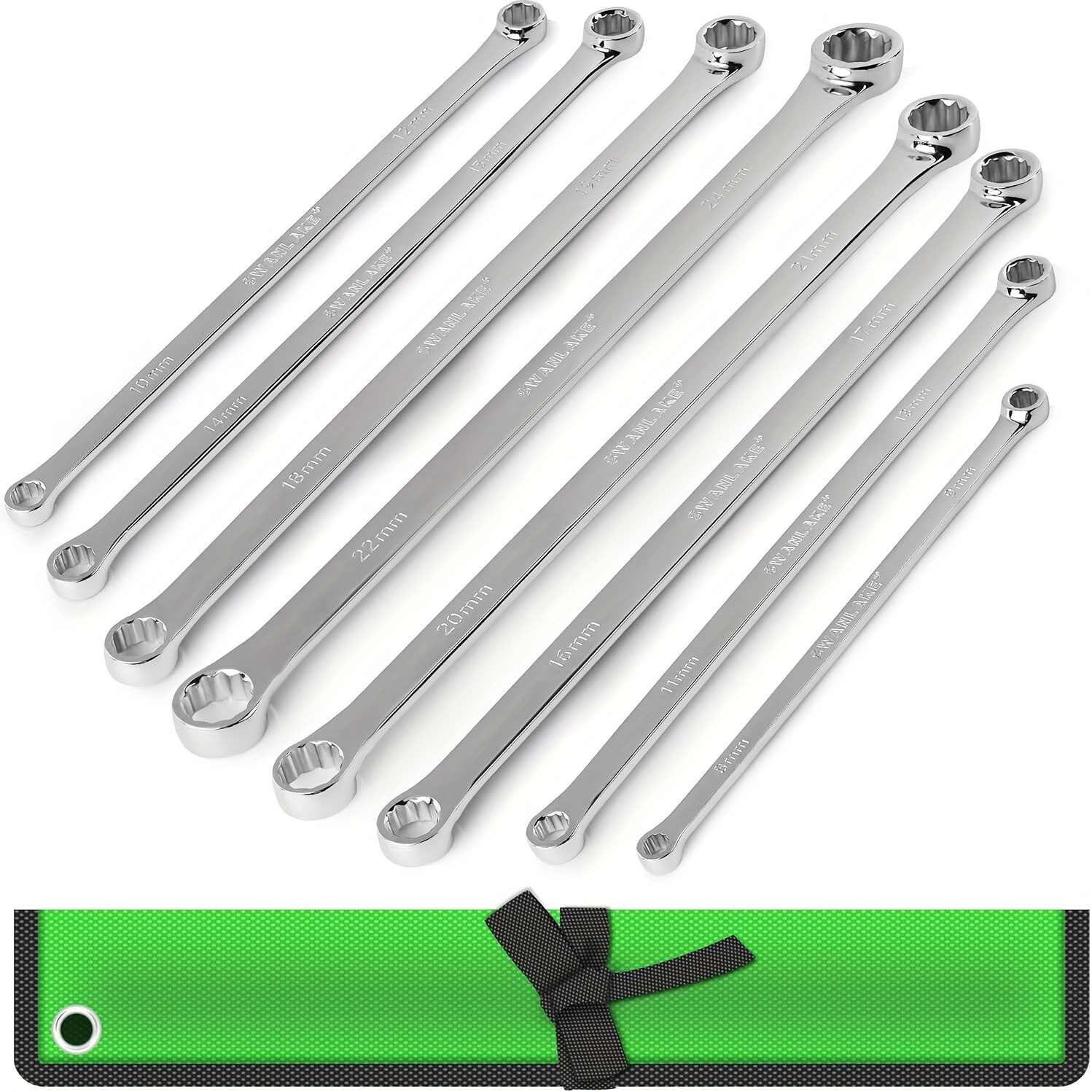 TEMU 8pcs Extra Long End Wrench Set, Less Effort Aviation Spanner Metric 8mm - 24mm